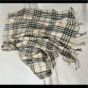 Womens Plaid Scarf Long Checked With Ruffles Spring Fall